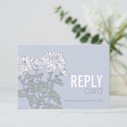 Trouwchrysant witte bruiloft RSVP QR-code Kaartje (Staand voorkant)