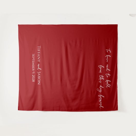 Trouwcitaat rood en wit wandkleed (Voorkant (horizontaal))