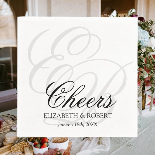 Trouwcocktail Eenvoudige Cheers Monogram Servet