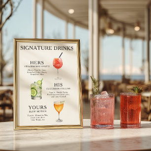 Trouwcocktailposter met handtekeningdranken poster