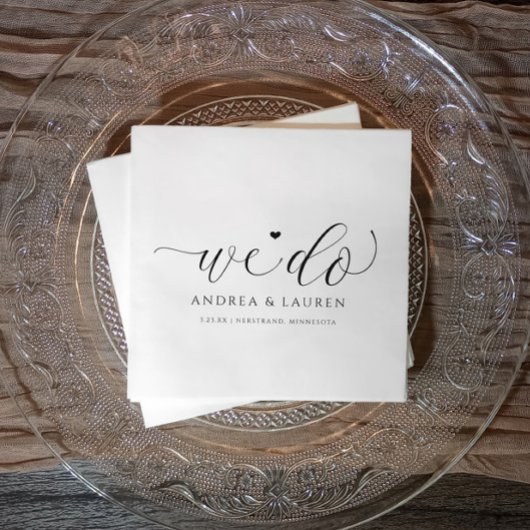Trouwcocktailservetjes Eenvoudig Elegant Schrift Servet