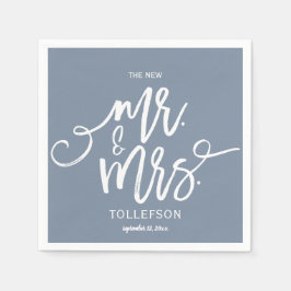 Trouwcocktailservetten | Typografie (Stofblauw) Servet