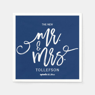 Trouwcocktailservettten   Typografie (marineblauw) Servet
