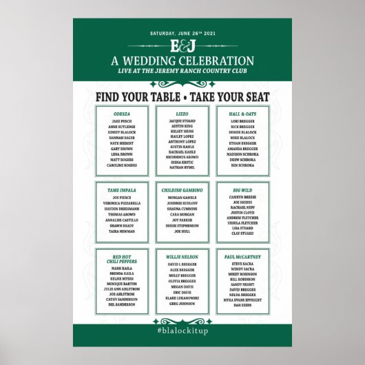 Trouwconcert Thema Stoelindeling Bord Poster (Voorkant)