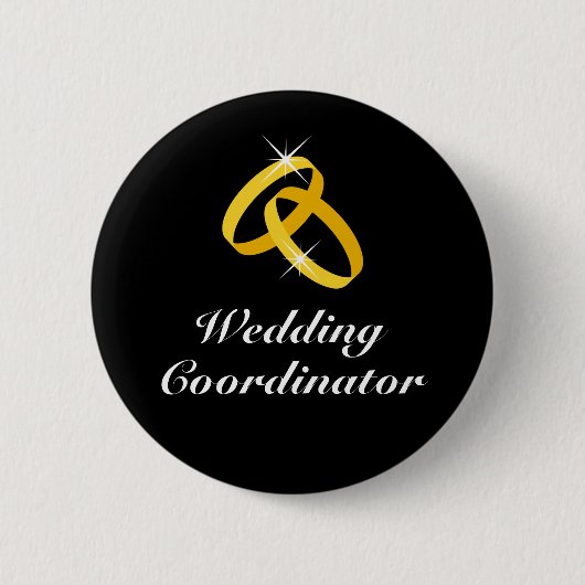 Trouwcoördinator gouden ringen pinback knopen ronde button 5,7 cm (Voorkant)