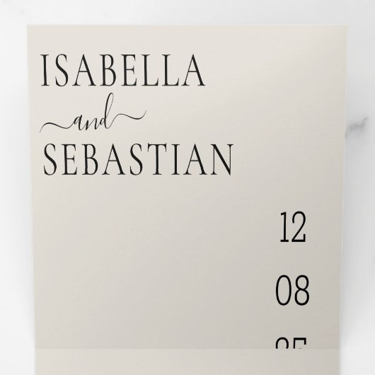 Trouwcrème Alles in één set Drieluik Uitnodiging (Binnenzijde eerst)