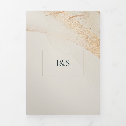 Trouwcrème Alles in één set Emerald Green Rozen Drieluik Uitnodiging (Cover)