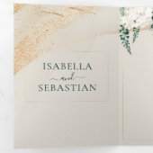 Trouwcrème Alles in één set Emerald Green Rozen Drieluik Uitnodiging (Binnenzijde eerst)