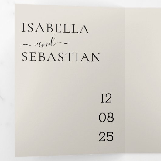 Trouwcrème Alles in één set vriendelijk antwoord Drieluik Uitnodiging (Binnenzijde eerst)