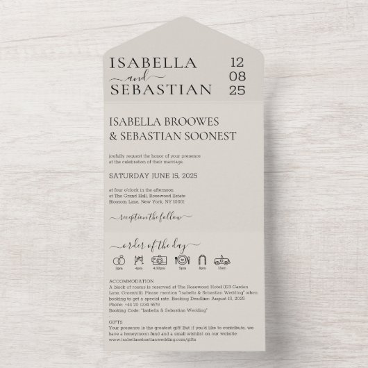 Trouwcrème Alles in één uitnodiging save the date (Binnen)