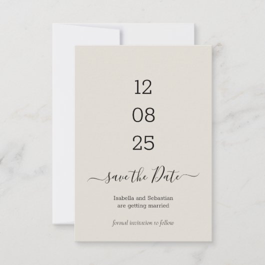 Trouwcrème Bewaar de datum Neutrale uitnodiging (Voorkant)