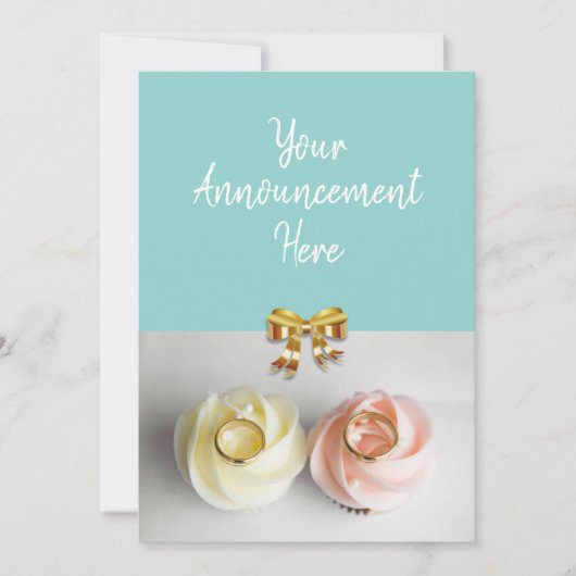 Trouwcupcakes met trouwringen erop aankondiging (Voorkant)