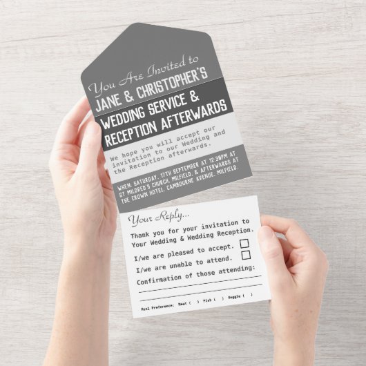 Trouwdag Alles in één uitnodiging (Afscheurbaar)