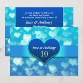 trouwdag blauwe hart uitnodigingen (Voorkant / Achterkant)