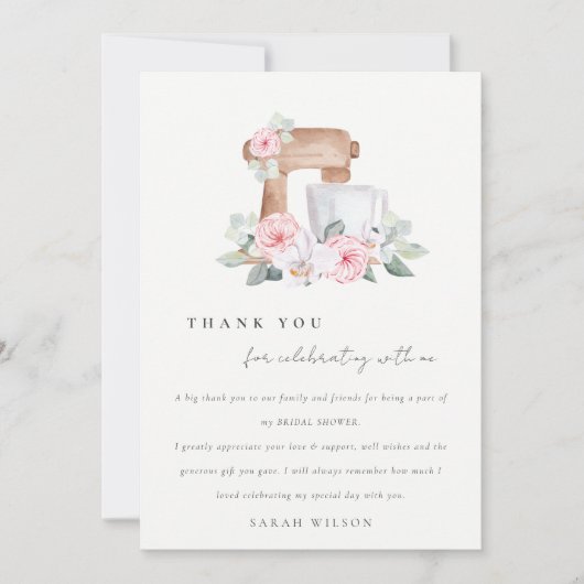 Trouwdag Borrel Bloemig Recept Bruidsaantal Bedankkaart (Voorkant)