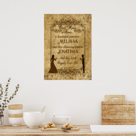 Trouwdag bruid bruidegom Er was eens Poster (Keuken)