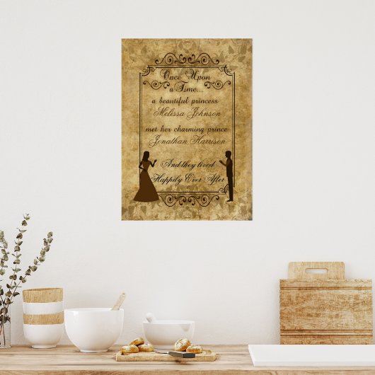 Trouwdag bruid bruidegom Er was eens Poster (Keuken)