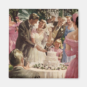 Trouwdag Bruid Bruidegom Jonggehuwden Snijden de T Magneet