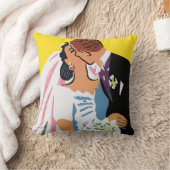 Trouwdag, bruid en bruidegom pasgetrouwd kussend kussen (Deken)