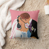 Trouwdag, bruid en bruidegom pasgetrouwden kussen (Deken)