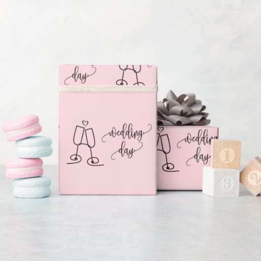 Trouwdag Champagne Glazen Licht Roze Naadloos Cadeaupapier (Baby Shower)