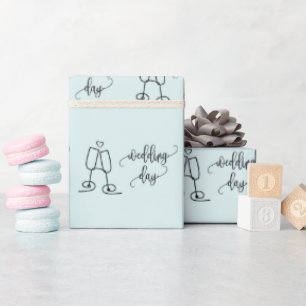 Trouwdag Champagneglaasjes Lichtblauw Naadloos Cadeaupapier