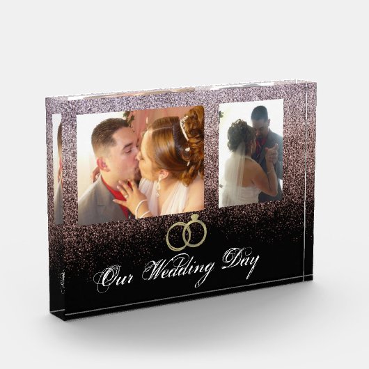 Trouwdag Chic Nep Glitter Dubbel Fotoblokken (Links)