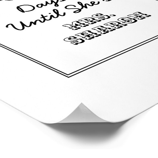 Trouwdag countdown sjabloon poster (Hoek)