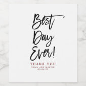 Trouwdag Dank Geschenken voor Gasten Wijn Etiket (Enkel label)