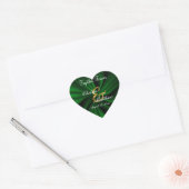 Trouwdag Donker Groen Satijn | personaliseren Hart Sticker (Envelop)