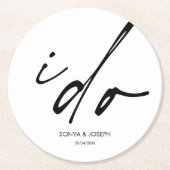 Trouwdag Elegant script dat ik doe Ronde Kartonnen Onderzetter (Voorkant)