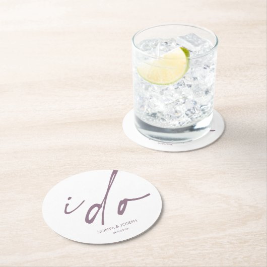 Trouwdag Elegant script dat ik doe Ronde Kartonnen Onderzetter (Insitu)