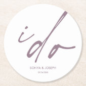 Trouwdag Elegant script dat ik doe Ronde Kartonnen Onderzetter (Voorkant)