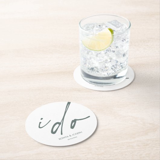 Trouwdag Elegant script dat ik doe Ronde Kartonnen Onderzetter (Insitu)