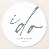 Trouwdag Elegant script dat ik doe Ronde Kartonnen Onderzetter (Voorkant)