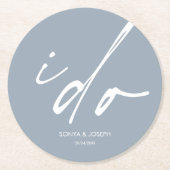 Trouwdag Elegant script dat ik doe Ronde Kartonnen Onderzetter (Voorkant)