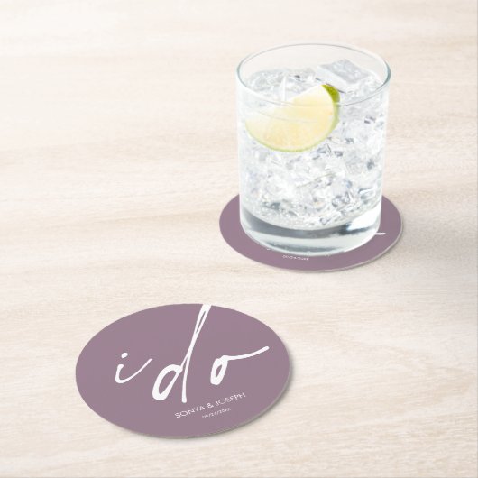 Trouwdag Elegant script dat ik doe Ronde Kartonnen Onderzetter (Insitu)