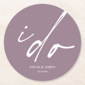 Trouwdag Elegant script dat ik doe Ronde Kartonnen Onderzetter (Voorkant)