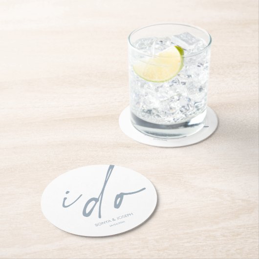 Trouwdag Elegant script dat ik doe Ronde Kartonnen Onderzetter (Insitu)