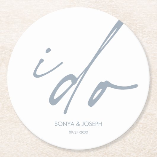 Trouwdag Elegant script dat ik doe Ronde Kartonnen Onderzetter (Voorkant)