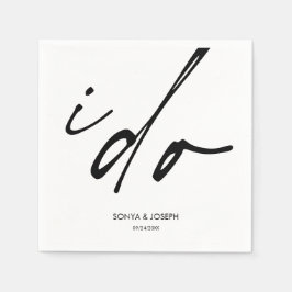 Trouwdag Elegant script dat ik doe Servet