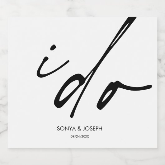 Trouwdag Elegant script dat ik doe Sparkling Wijnetiket (Enkel label)