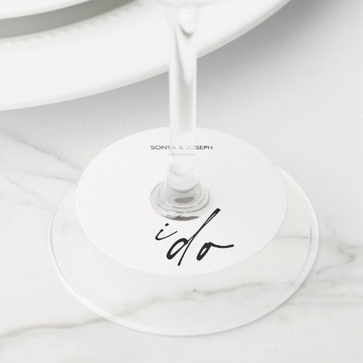 Trouwdag Elegant script dat ik doe Wijnglaslabel (Dichtbij)