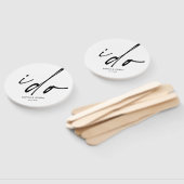 Trouwdag Elegant Script "Ik doe" Hand Fan Handwaaier (Niet-gemonteerd)