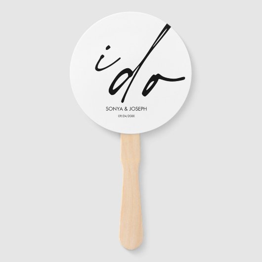 Trouwdag Elegant Script "Ik doe" Hand Fan Handwaaier (Voorkant)
