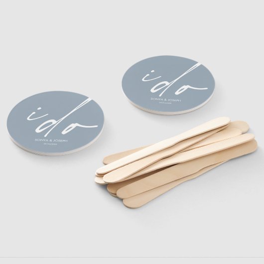 Trouwdag Elegant Script "Ik doe" Hand Fan Handwaaier (Niet-gemonteerd)