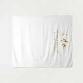Trouwdag Elegante Gouden en Witte Fotobackdrop Wandkleed (Voorkant (horizontaal))