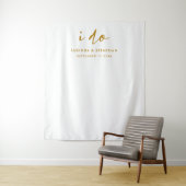 Trouwdag Elegante Gouden en Witte Fotobackdrop Wandkleed (In situ)