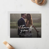 Trouwdag Foto Handgeschreven Dankjewel Notitiekaartje (Voorkant / Achterkant in situ)