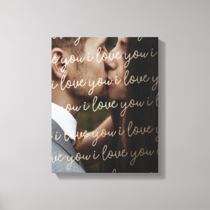 Trouwdag foto Love You Art Canvas Afdruk